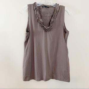 Banana Republic Brown Ruffle Neck Tank Top Size M
